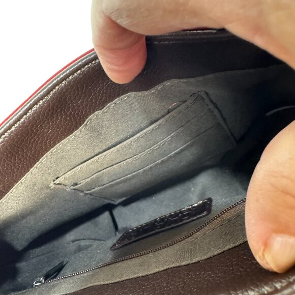 Chala Puppy Paw Print Half Moon Purse Faux Leather Red Brown Crossbody Keychain - Picture 16 of 16